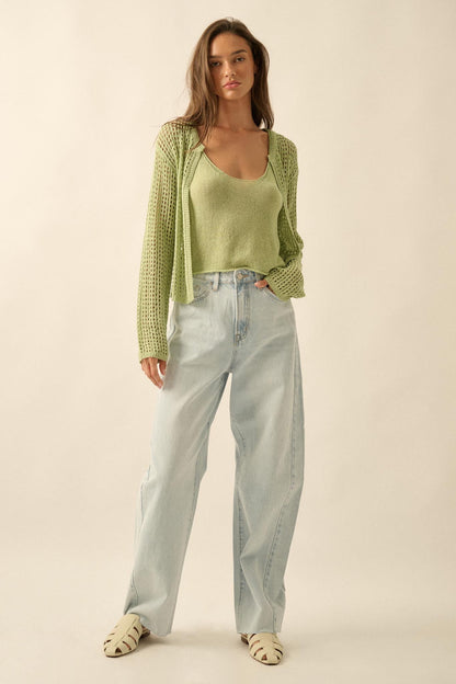 Net Worth Crochet-Knit Cardigan and Tank Set