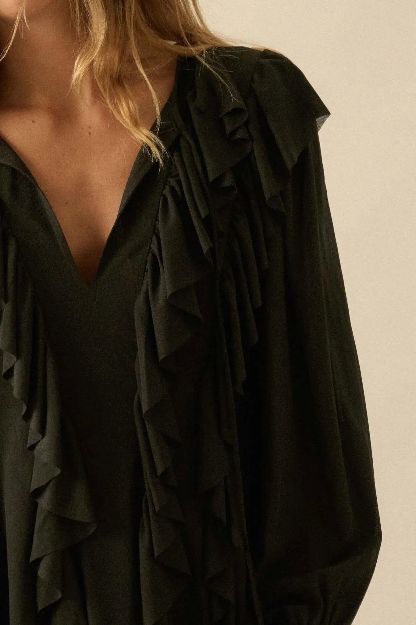 Wind Song Mesh Cascade Ruffle Peasant Romper