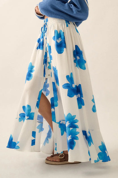 Blossoming Beauty Floral Button-Front Maxi Skirt