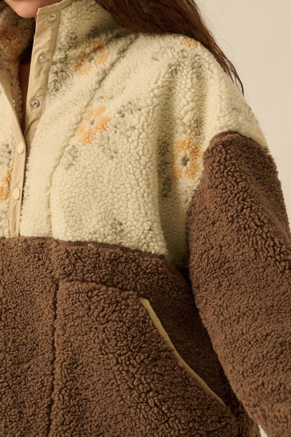 Toasted Blooms Floral Fleece Half-Snap Pullover