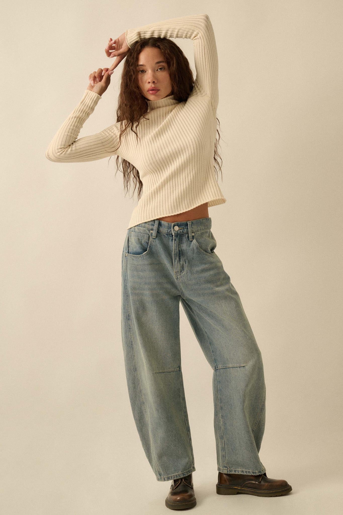 Finer Things Semi-Sheer Rib-Knit Mock-Neck Top