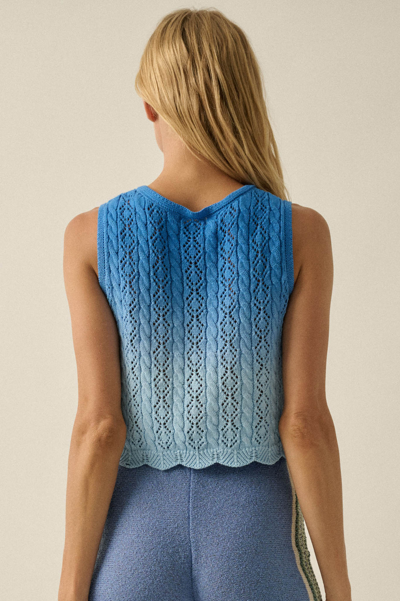 Fading Light Ombre Crochet-Knit Tie-Front Vest