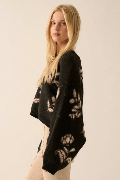 Get Growing Oversize Cropped Floral Sweater