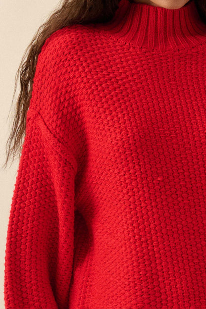 Time Goes By Crochet-Knit Mock-Neck Sweater