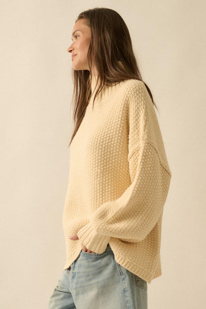 Time Goes By Crochet-Knit Mock-Neck Sweater