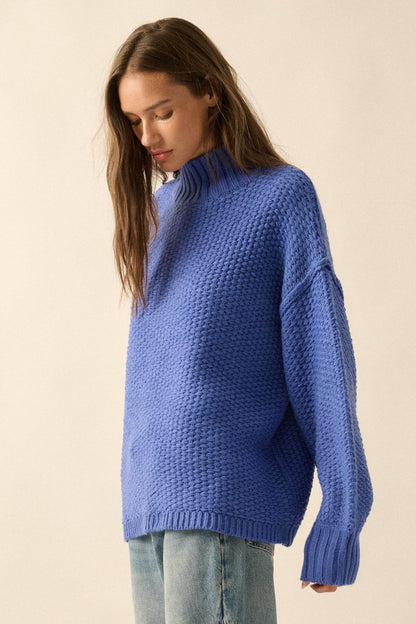 Time Goes By Crochet-Knit Mock-Neck Sweater