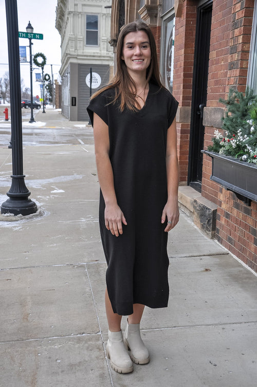V-neck S/S Maxi Cloudy Knit Dress