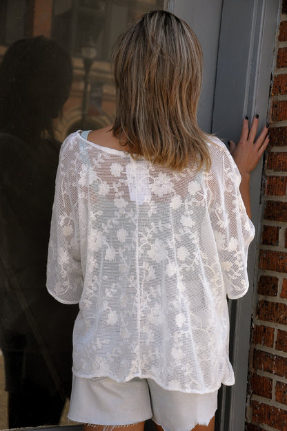 White Floral Lace Cover-up