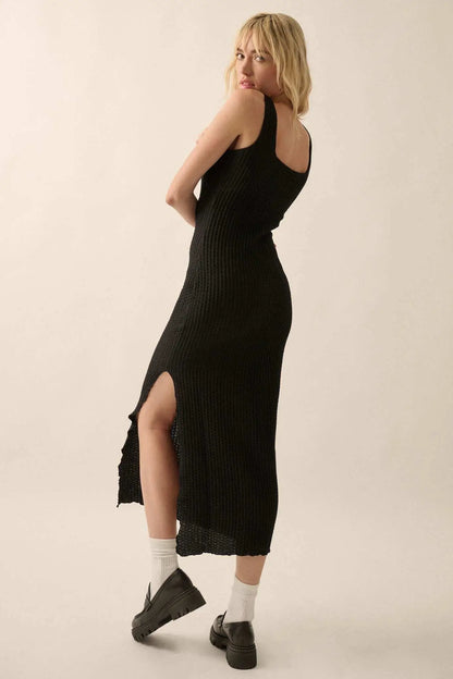 Kiss and Tell Textured Pucker-Knit Midi Dress