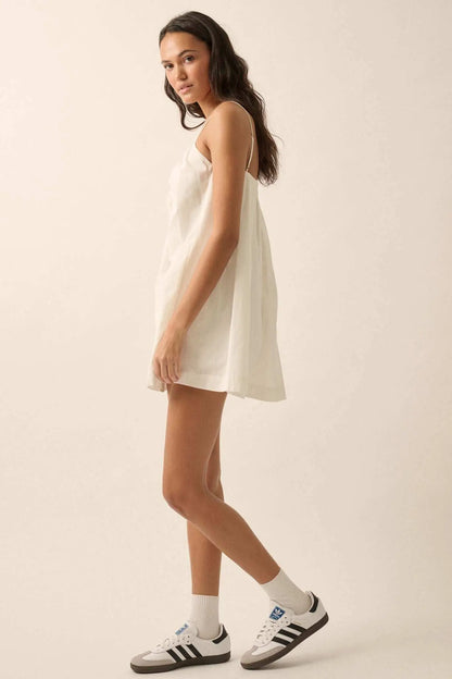 Shirt Story Pleated Button-Front Cami Mini Dress
