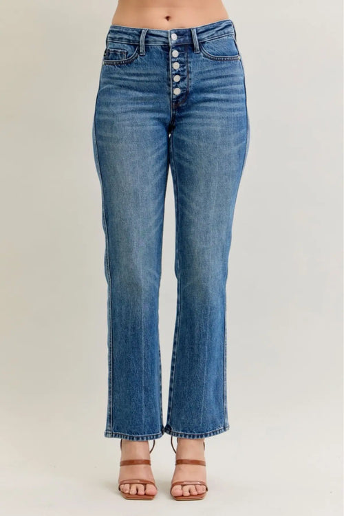 Judy Blue MR Slim Strt Button-Fly