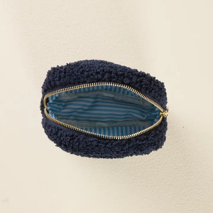 Dainty Floral Square Teddy Pouch (Navy)