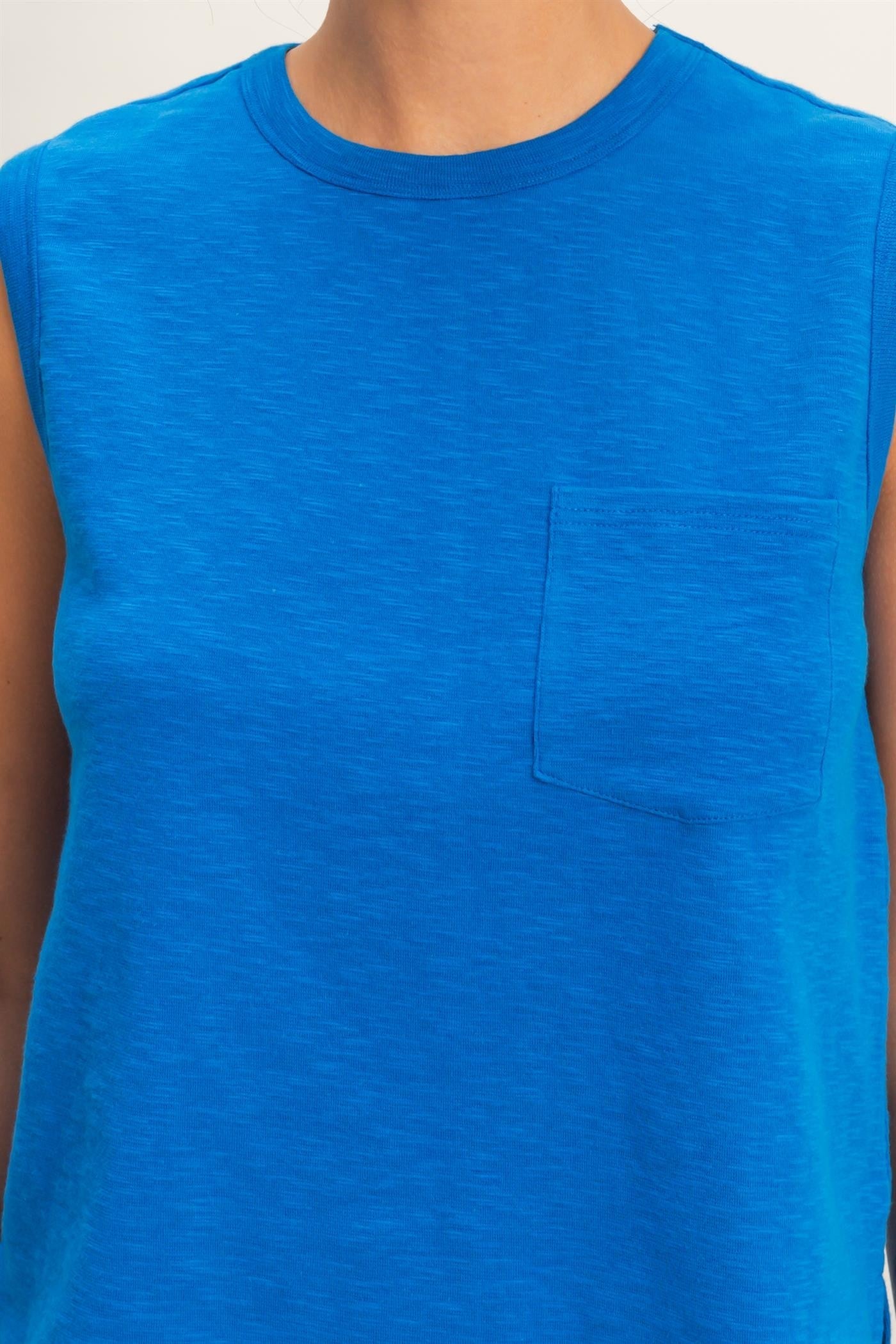 Sleeveless Cotton Top with Pocket