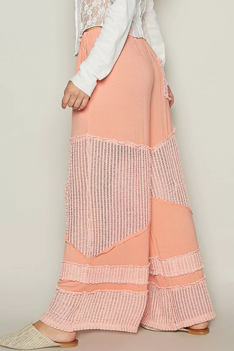 POL Drawstring Elastic Waistband Wide-Leg Pants