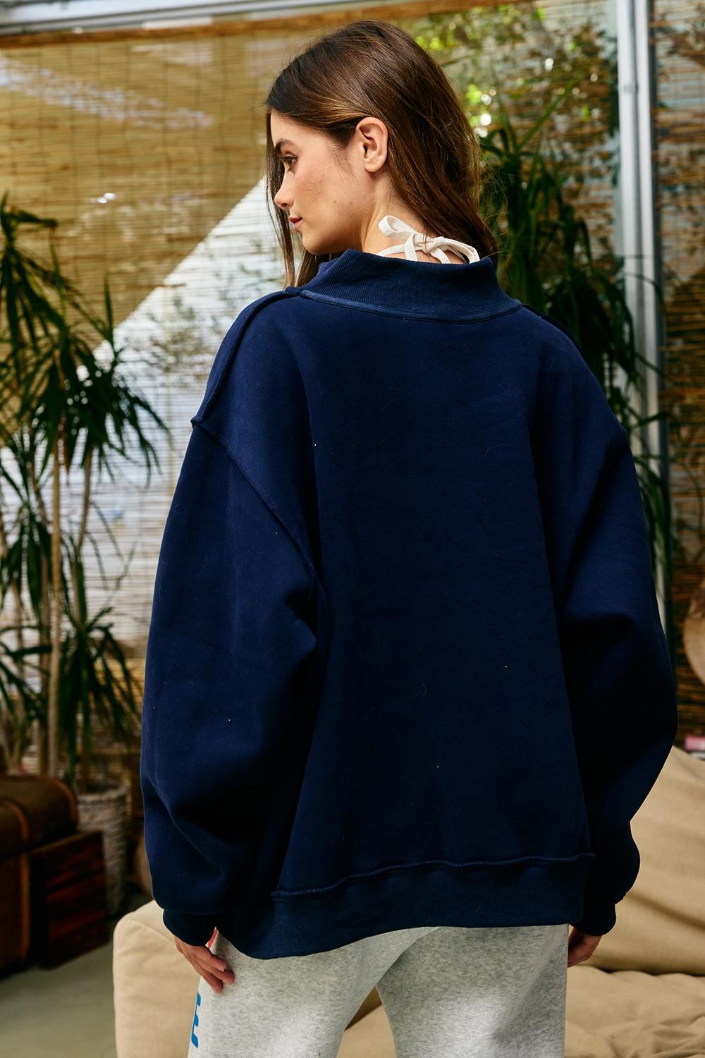 Reversible "Homebody" Mock Neck Sweatshirt