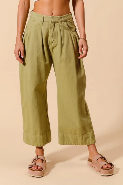 SO ME Mid Rise Wide Leg Chino Pants With Pockets