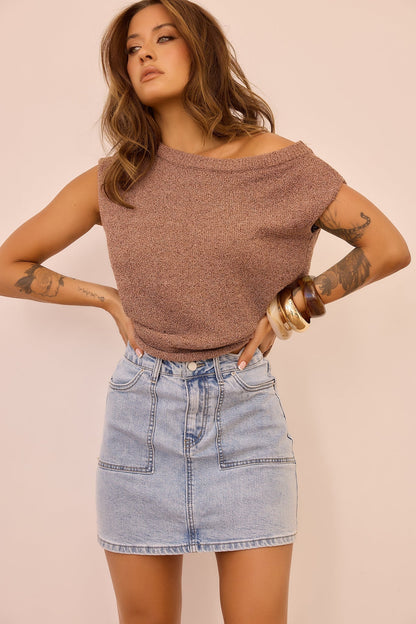Luxury Lookbook Denim Skirt - Washed Blue