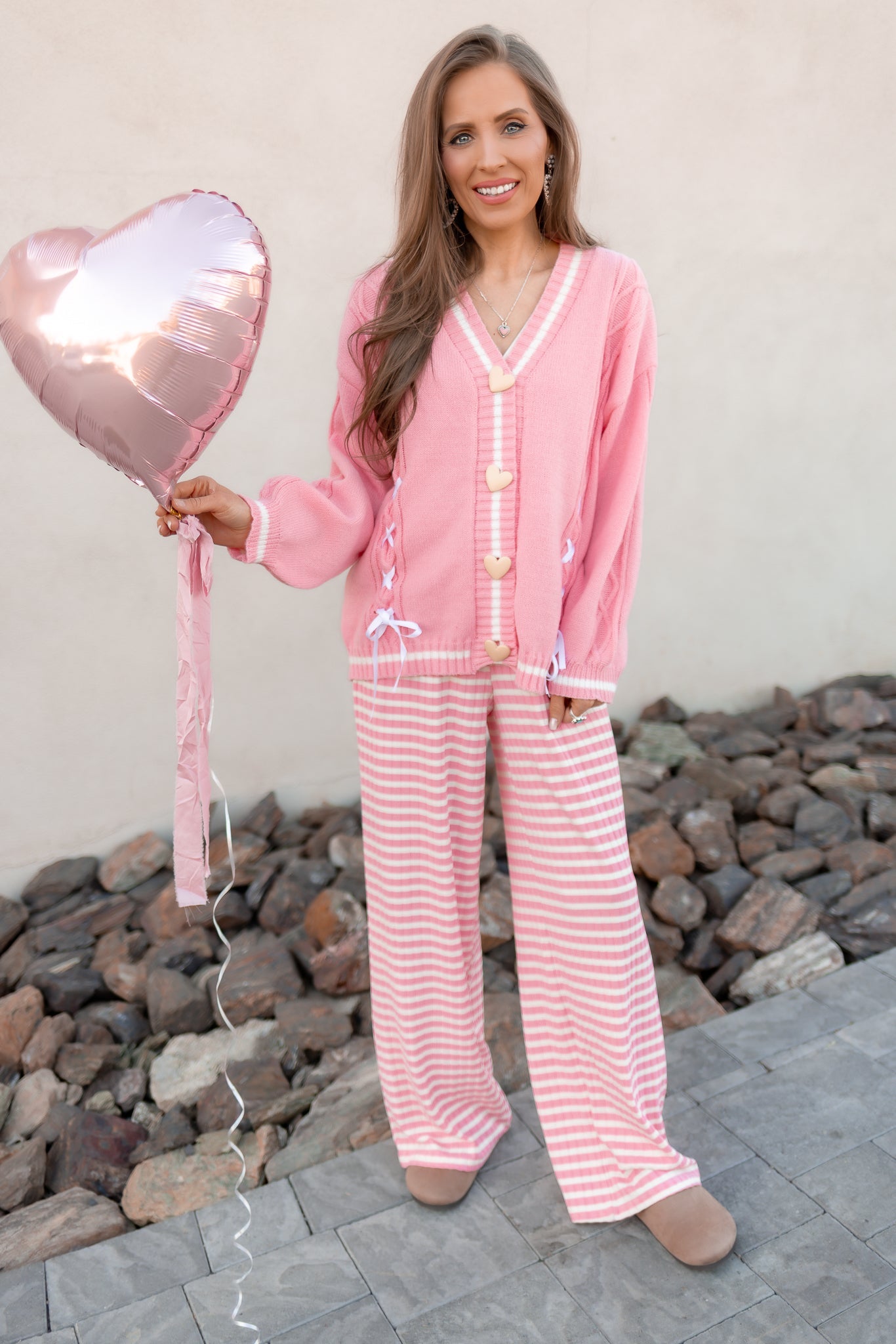 Wide Leg Stripe Tie Pants