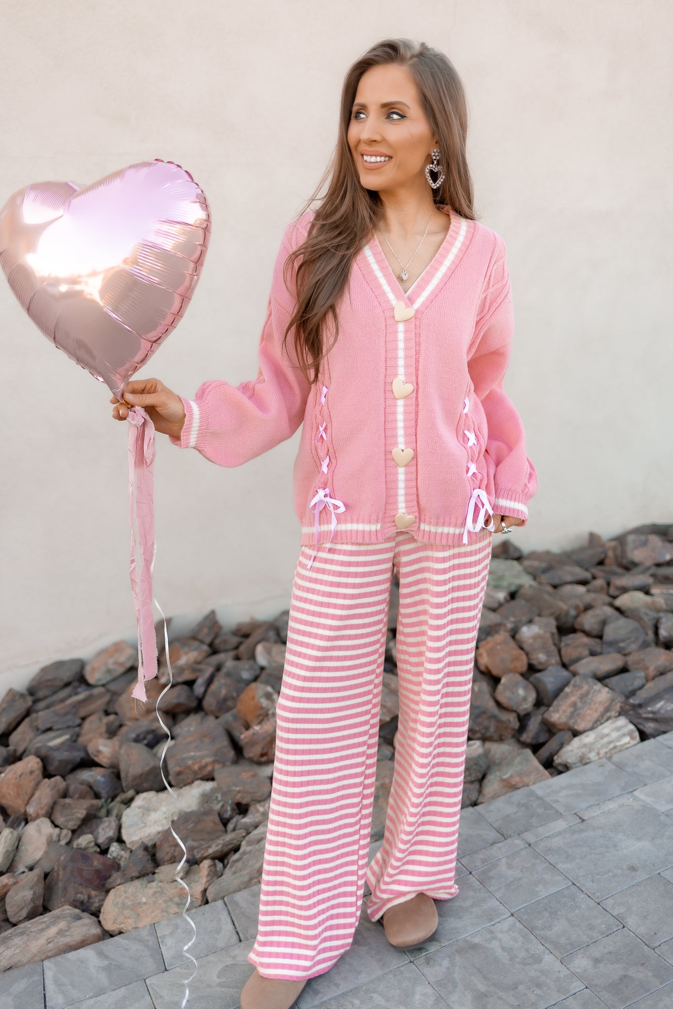 Wide Leg Stripe Tie Pants