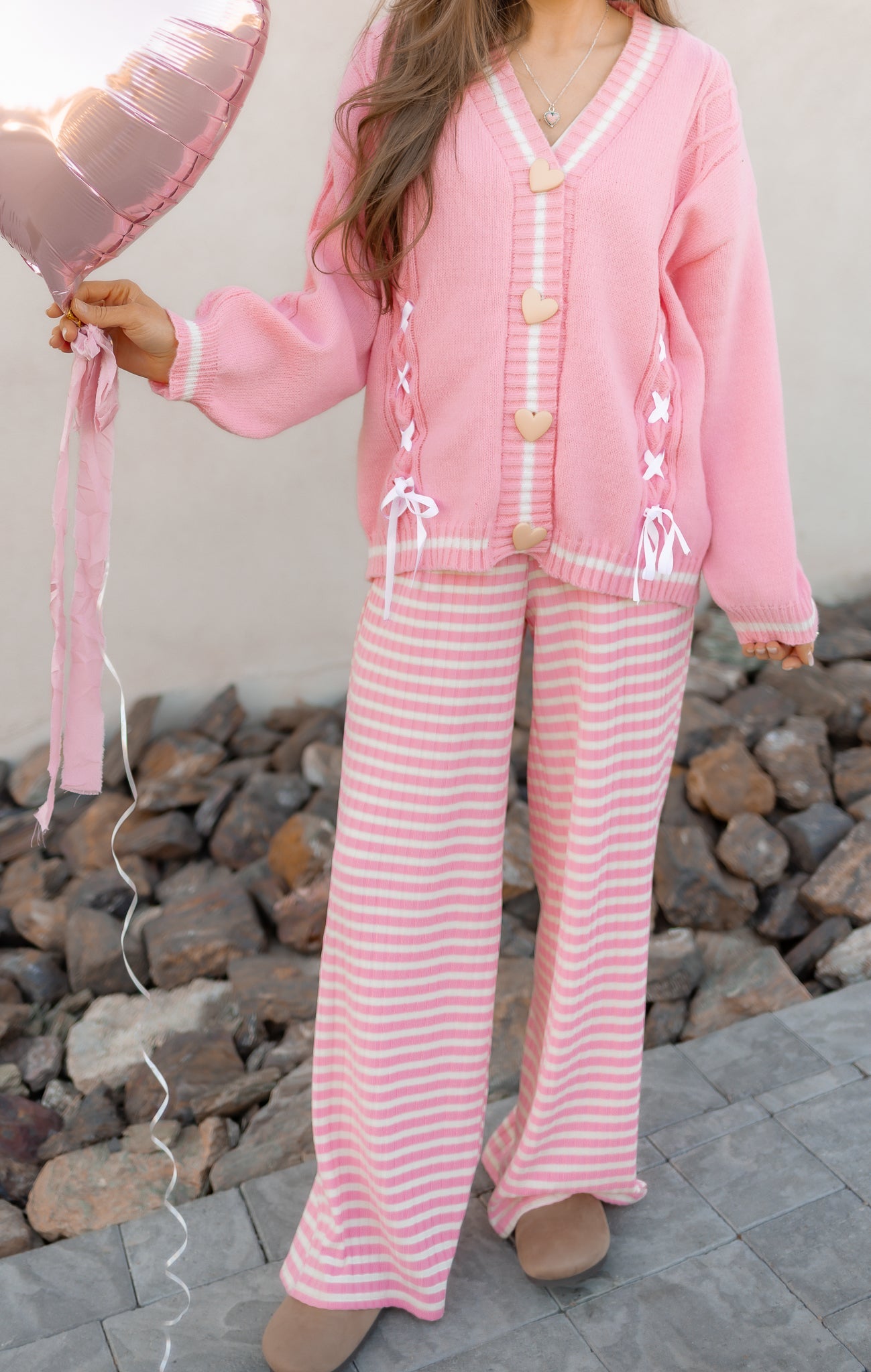 Wide Leg Stripe Tie Pants