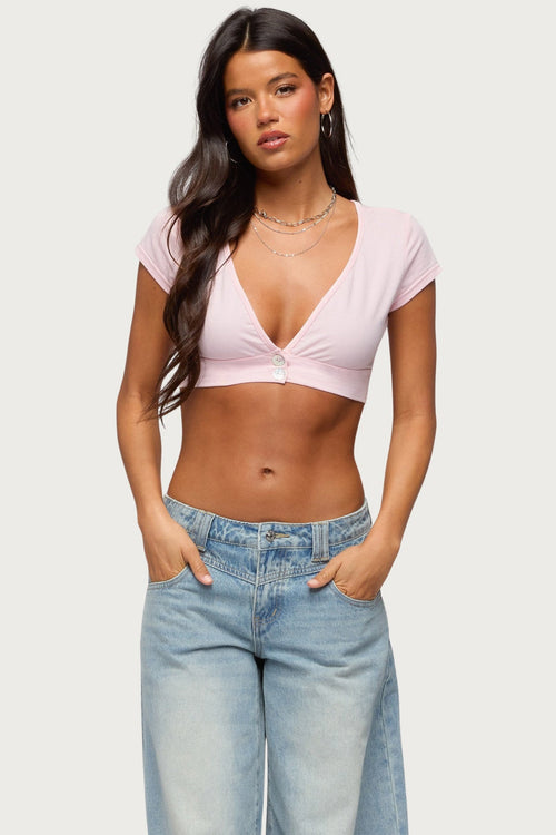 Cecey Button Up Crop Top