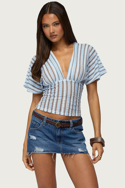 Alwyn Flutter Crochet Zigzag Top