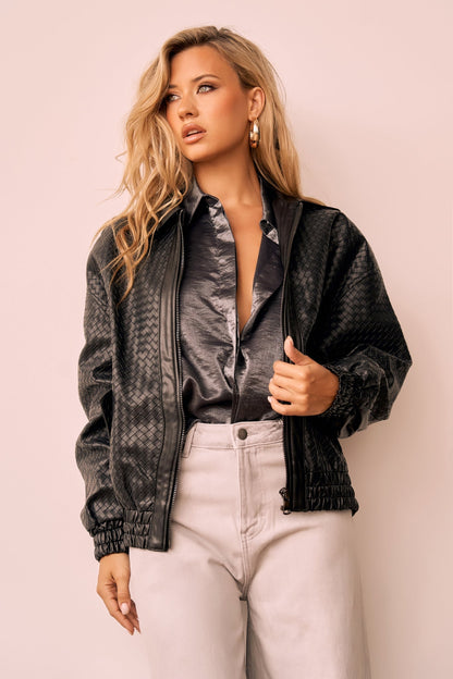 Singin' In The Wind Vegan Leather Jacket - Black