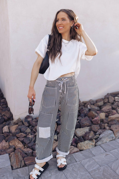 Easy Days Patchwork Railroad Striped Pants