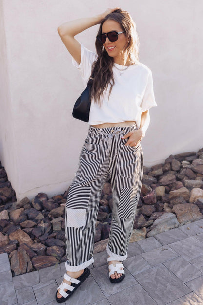 Easy Days Patchwork Railroad Striped Pants
