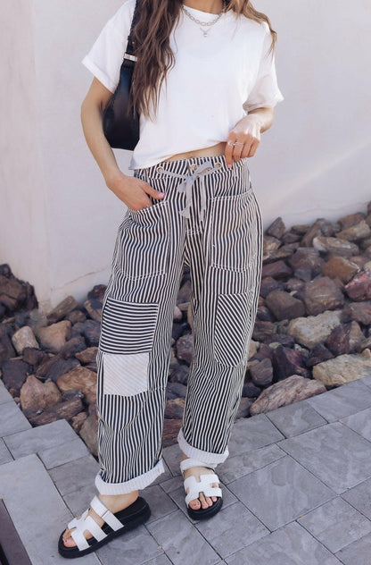 Easy Days Patchwork Railroad Striped Pants